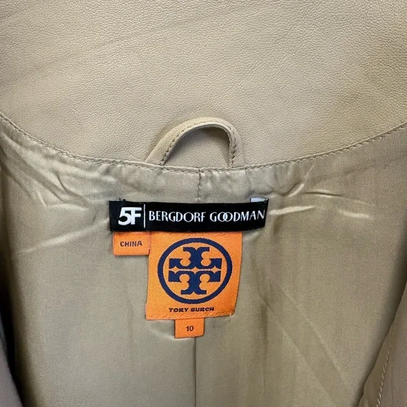 Tory Burch Womens Tan Leather Biker Jacket Size 10